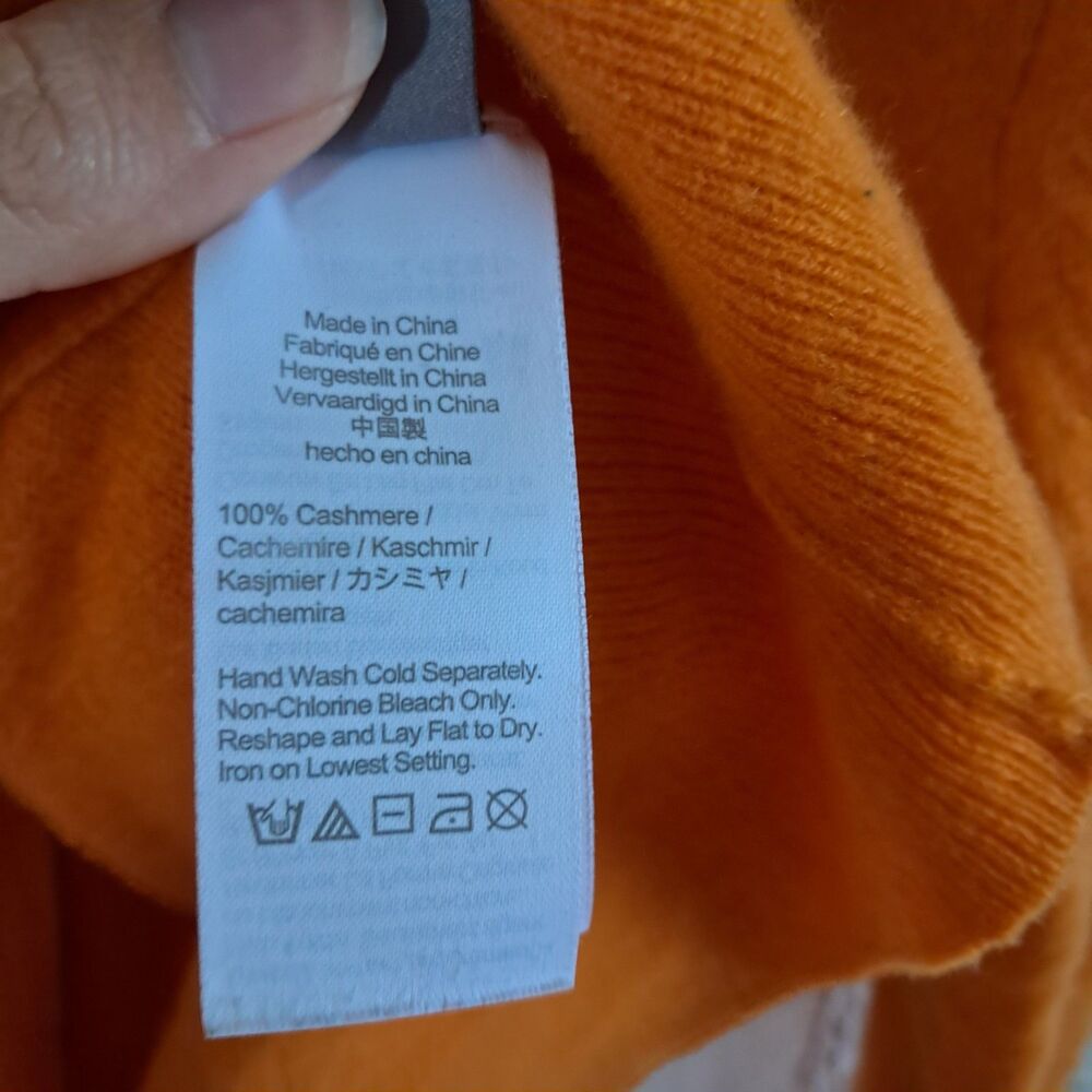 J.CREW 100% Cashmere Classic-Fit Crewneck BA400 Womens Large Pumpkin Orange - Picture 4 of 6